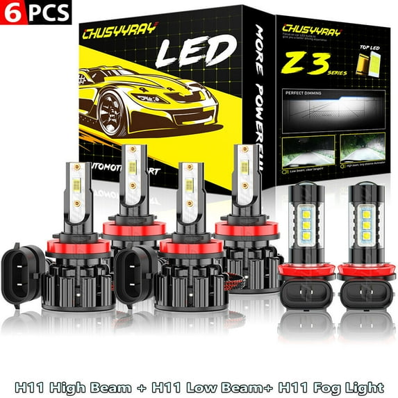 CHUSYYRAY For Pontiac G6 05-07 H11 H9 LED Headlight Bulbs High Low + H8 Fog Lights Combo 6X