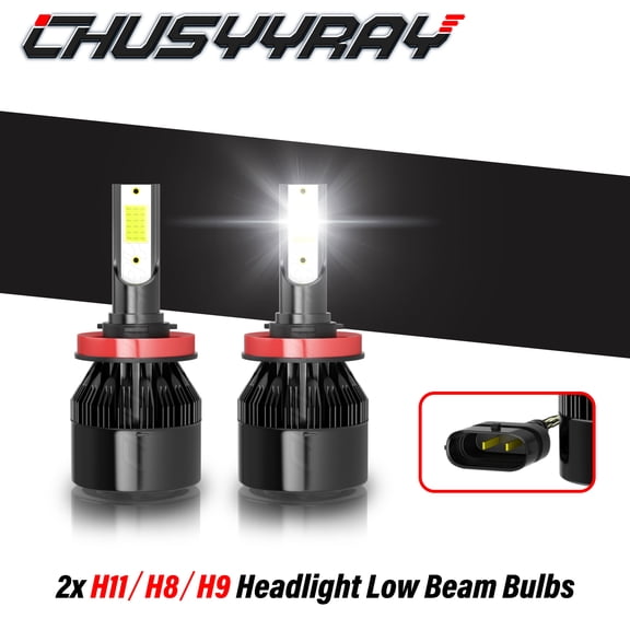 CHUSYYRAY H11/H9/H8 LED Front Headlight Low Beam Bulbs Upgrade Lamp 6000K Crystal White Qty 2
