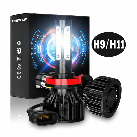 CHUSYYRAY H11 LED Low Beam Bulbs, 4-Sided Lighting IP68 Waterproof 6000K White Automotive Headlight Replacement, Pack of 2