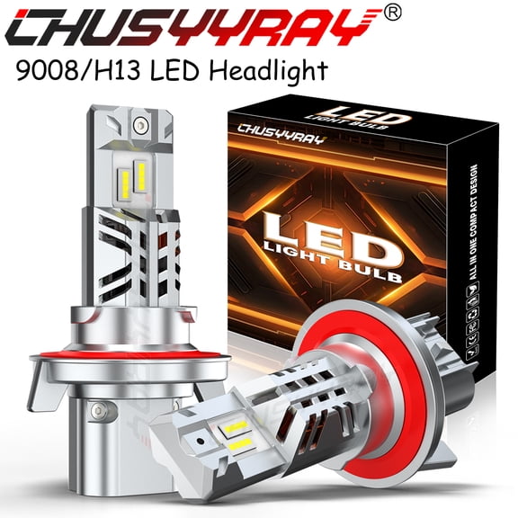 CHUSYYRAY H13 9008 LED Headlight Bulbs High Low Beam 6000K Pure White for Chevy Spark 2013-2018 2x
