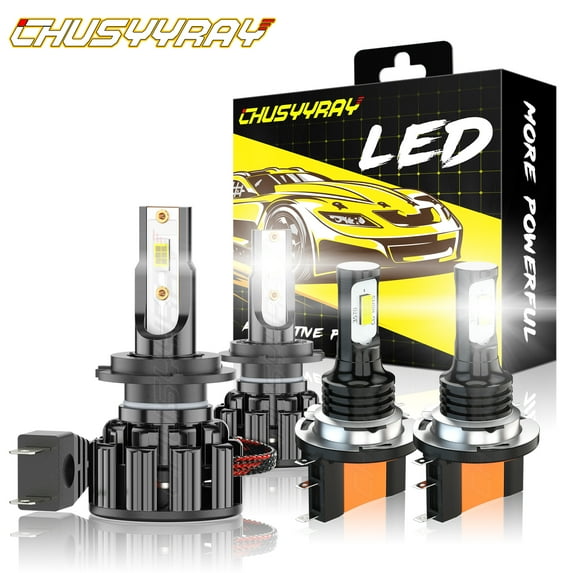CHUSYYRAY H15 H7 LED Headlight High Low Beam Blubs Combo Kit 6000K Diamond White - Pack of 4