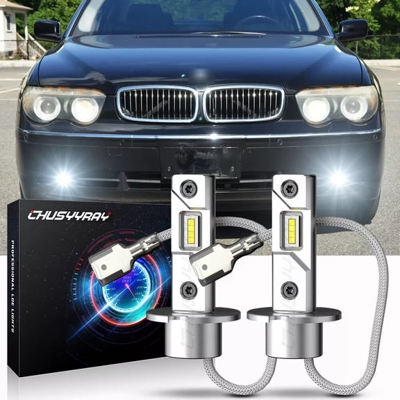 CHUSYYRAY H3 LED Fog Light Bulbs 6000K White Automotive Bulb Fits for BMW 745I 745LI 2 Pack