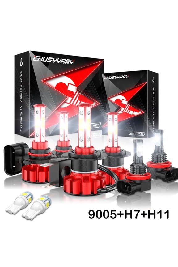 H7 9005 H11 LED Front Headlight High Low Beam Fog Light Bulbs Upgrade Kit 6000K White 6x