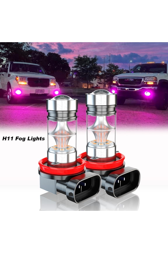 LED Fog/Driving Light Bulbs H8 H9 H11 Fog Light Pink Purple 14000K High Power Lamp 2X