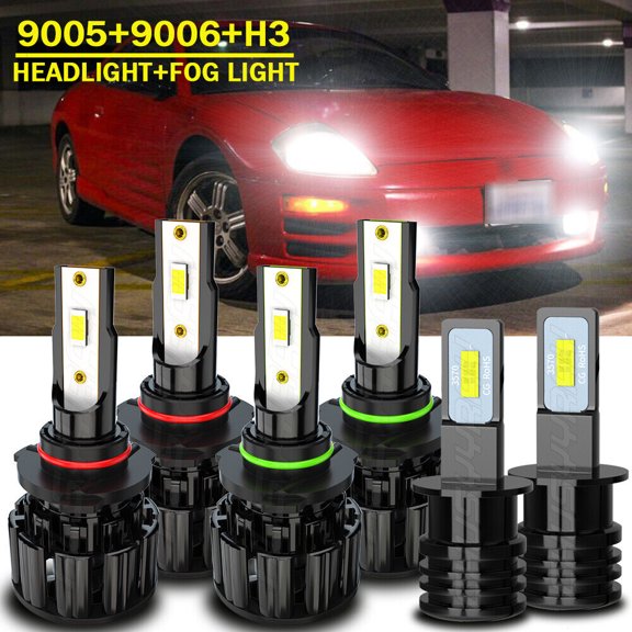 CHUSYYRAY LED Headlight Bulb 9005 9006 Hi Lo Beam H3 Fog Light For Mitsubishi Eclipse 92-99