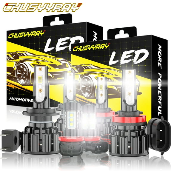CHUSYYRAY LED Headlights H7 H11 High Low Beam + H9 Fog Light Bulbs Kit For Ford Fusion 2006-2016