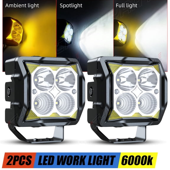 CHUSYYRAY Pair 4 Inch 120W LED Driving Work Lights Fog Spot Pods Offroad Truck SUV ATV
