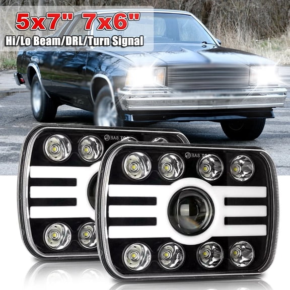 CHUSYYRAY Pair 5x7 7x6" LED Headlight DRL for Chevy El Camino 1978-1981 Corvette 1984-96