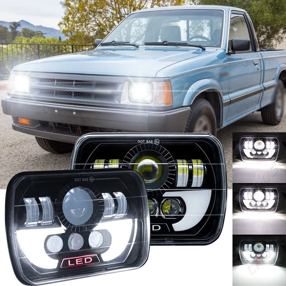 CHUSYYRAY Pair 5x7 7x6 Square LED Headlights High Low Beam DRL for Mazda B2200 B2600 Truck