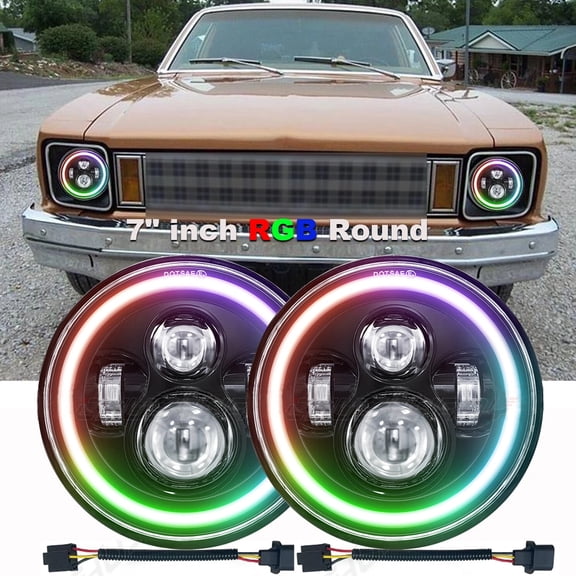 CHUSYYRAY Pair 7 Inch Round LED Headlight High Low Beam fit Chevrolet Chevy II/Nova 1969-1978