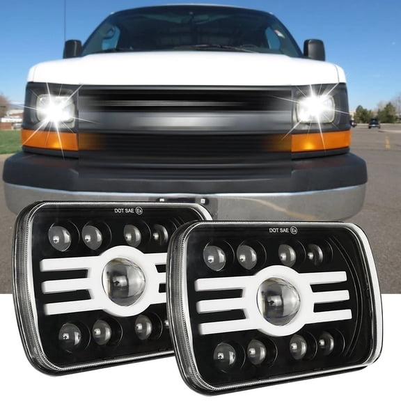 CHUSYYRAY Pair 7"x6" Sealed LED Headlight for Chevy Express Cargo Van 1500 2500 3500 Truck