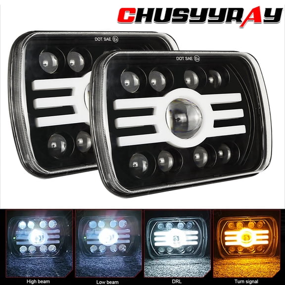 CHUSYYRAY Pair 7x6 5x7 Inch LED Headlight Hi-Lo Sealed Beam for Mazda B2200 B2600 Pickup Trucks
