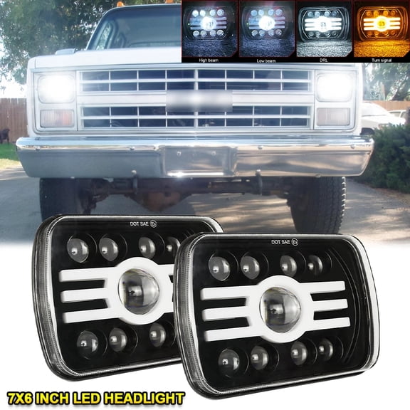 CHUSYYRAY Pair 7x6" 5x7 Square LED Headlights High Low Beam for Chevy C/K 1500 2500 3500