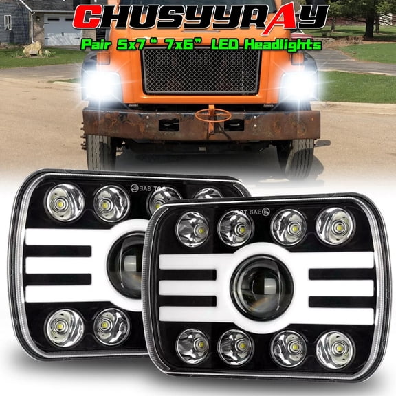 CHUSYYRAY Pair 7x6" LED Headlights High Low Beam for GMC C4500 C5500 C6500 TopKick 2003-2009