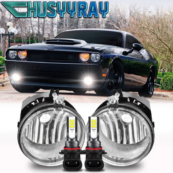 CHUSYYRAY Pair For Dodge Challenger 2008 2009 2010 Clear Lens Bumper Fog Light Lamps