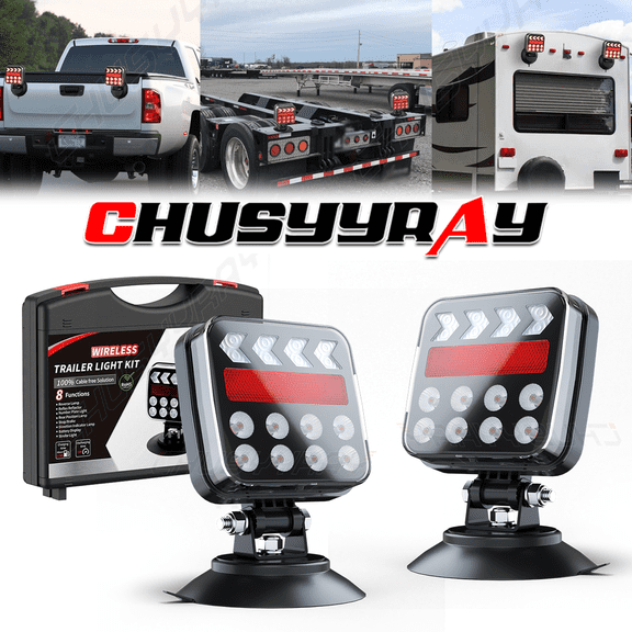 CHUSYYRAY Pair Wireless Magnetic LED Truck Tail Light Trailer Rear-Light-Signal Warning