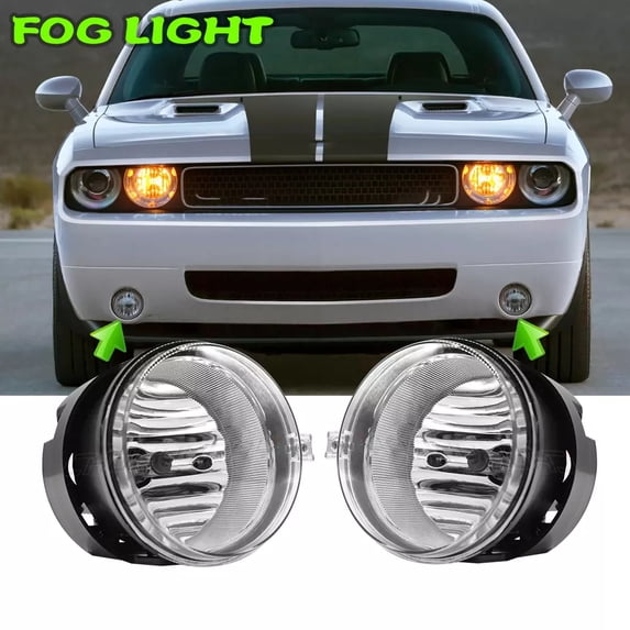 CHUSYYRAY Pair for Dodge Challenger 2008-2010 Clear Lens Bumper Fog Light Lamp Left+Right