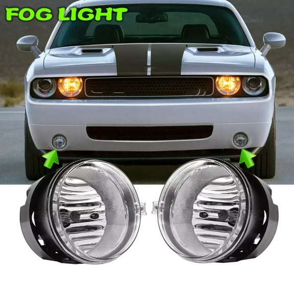 CHUSYYRAY Pair for Dodge Challenger 2008-2010 Clear Lens Bumper Fog Light Lamp Left+Right