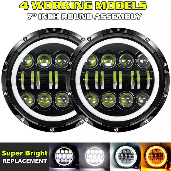 CHUSYYRAY Pair for Freightliner Century Class 7" Inch LED Headlights DRL Turn Signal Light