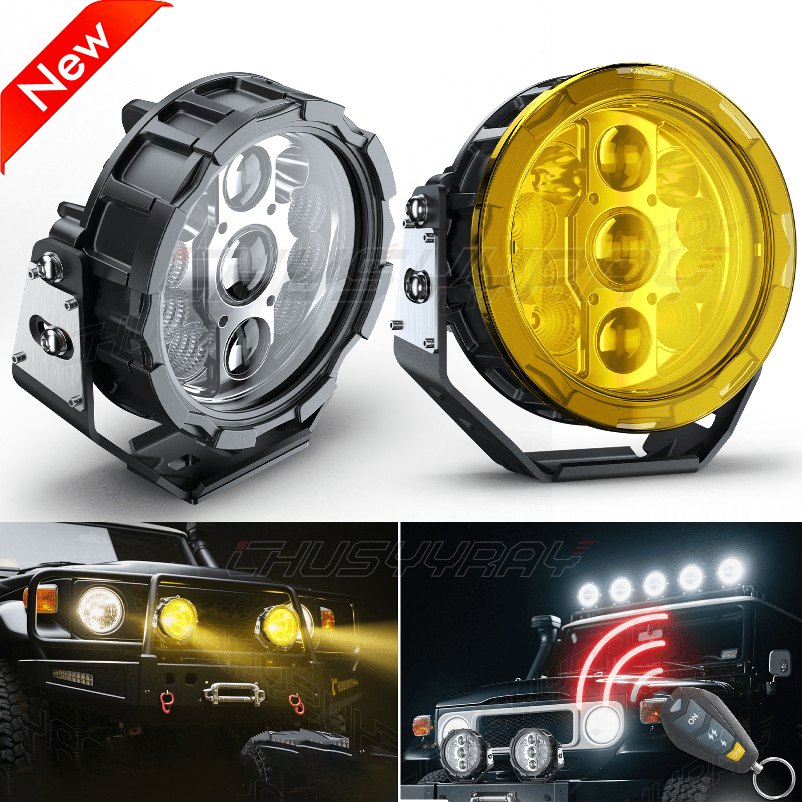 CHUSYYRAY Pickup Truck SUV Marive SUV 7" LED Work Lights Offroad Driving Fog Pods 2 Pack