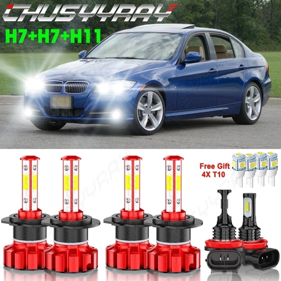 CHUSYYRAY for BMW X1 2012-2017 2018 6x Combo LED Headlight high low Fog Light Bulbs 6000K Super White