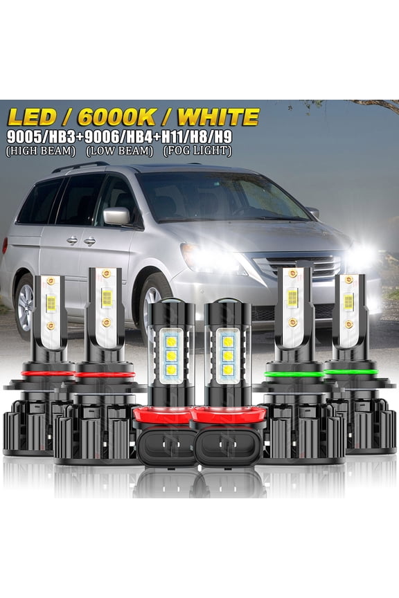 for Honda Odyssey 2005-2009 2010 LED Headlight High Low Beam Fog Light Combo Bulbs