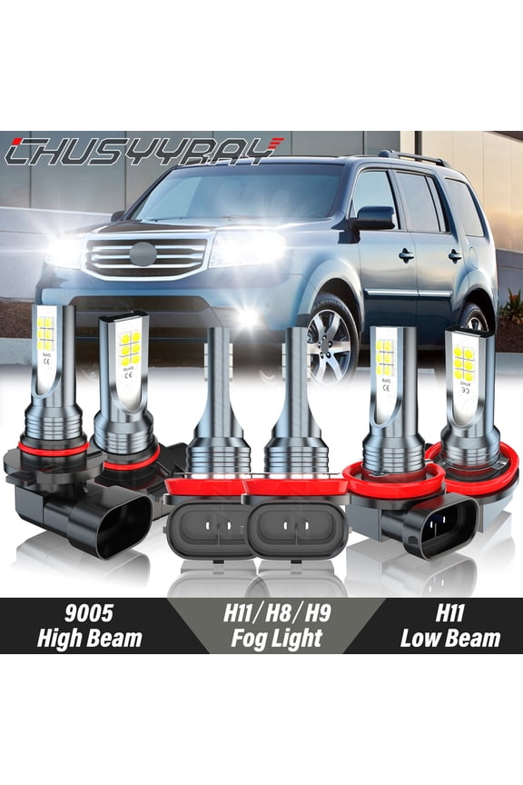 for Honda Pilot 2006-2018 LED Headlight High Low Beam Fog Light Bulbs Kit 6000K White 6x