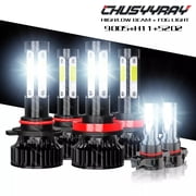 CHUSYYRAY for Jeep Grand Cherokee 2011 2012 2013 - Front LED Headlight Fog Light Bulbs Kit 6 Pack