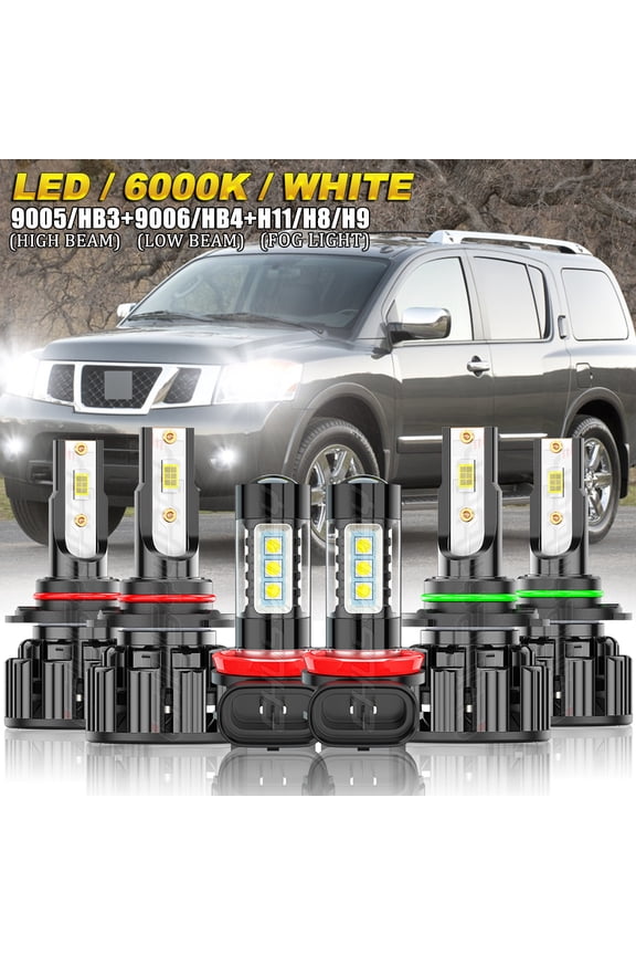 for Nissan Armada 2011-2014 2015 LED Headlight High-Low Beam Fog Light Combo Bulb Kit