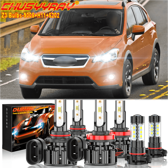CHUSYYRAY for Subaru XV Crosstrek 2013 2014 CSP LED Headlight High Low + Fog Light Bulbs 6000K White