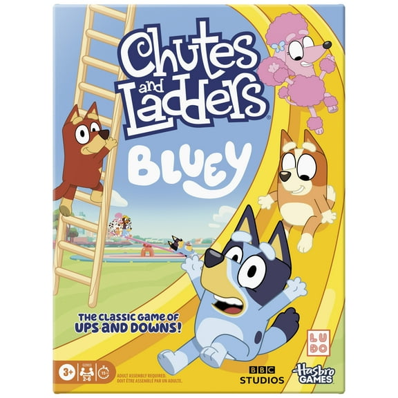 Chutes and Ladders Bluey Edition Kids Board Game, Preschool Games, Holiday Gifts for Kids, Ages 3 and up (Walmart Exclusive)