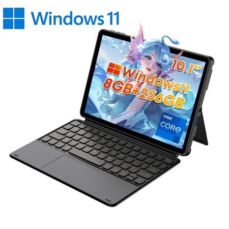 CHUWI 2 IN 1 Tablet Laptop Hi10 X2 with Keyboard Kickstand 8GB DDR5 256GB SSD,Intel Core i3 (up to 3.9GHz), 10.1" LCD Screen Tablets Windows 11 PC WiFi 6, BT 5.3
