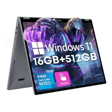 CHUWI FreeBook 13.5" Touchscreen Laptop 512GB SSD 16GB RAM,360° Foldable,Intel 12th N150(Beat to i3-1115G4, Up to 3.4GHz),Windows 11,2 in 1 Gaming Tablet,IPS 4K,Expandable 1TB SSD