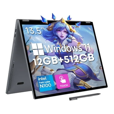 CHUWI FreeBook 13.5" Touchscreen Laptop 512GB SSD 12GB RAM,Intel Quad-Core N100(Beat to Core i3-1115G4, Up to 3.4GHz),Windows 11,2 in 1 Gaming Tablet Notebook Computer,IPS Display