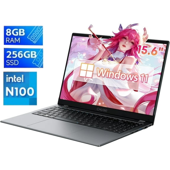 CHUWI GemiBook Plus 15.6" Laptop 256GB SSD 8GB DDR5,12th Gen Intel N100,2K IPS Display,Quad Core,Windows 11 Gaming Notebook Computer,3.4GHz,WIFI 6,1920*1080