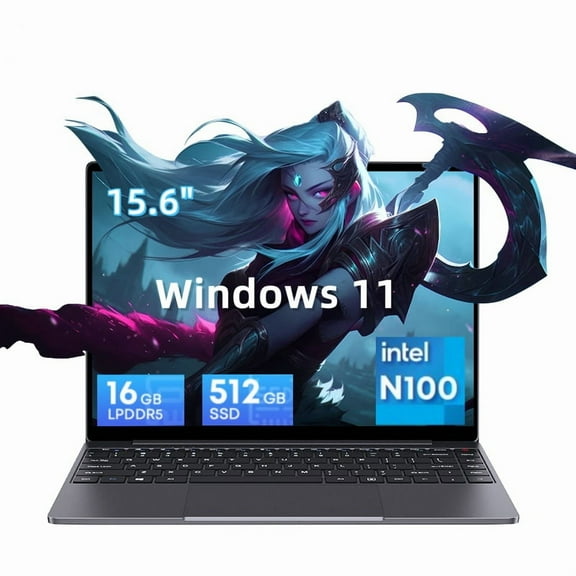 CHUWI GemiBook Plus 15.6" Laptop 512GB SSD 16GB DDR5,12th Gen Intel N100,2K IPS Display,Quad Core,Windows 11 Gaming Notebook Computer,3.4GHz,Wifi 6,1920*1080