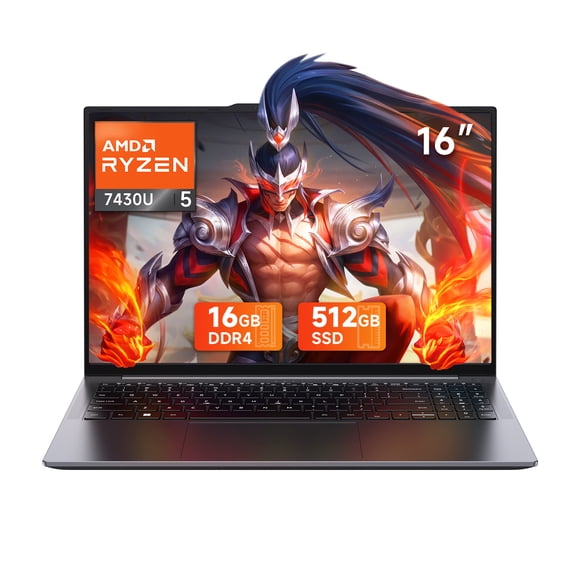CHUWI CoreBook Plus 16" Laptop,512GB SSD 16GB RAM,AMD Ryzen 5 7430U(Up to 4.3GHZ) ,Windows 11 Notebook Gaming Computer with Backlit Keyboard,1920*1200 IPS Display,WIFI6,BT5.2