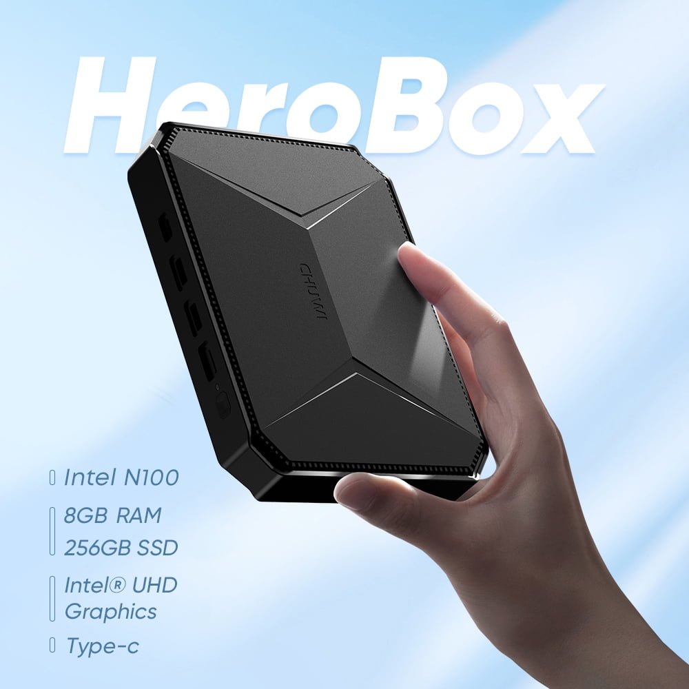 CHUWI HeroBox Mini PC Gaming Desktop Computer,Windows 11,256GB SSD 8GB RAM,  Intel 12th Gen N100 Quad Core Processor(3.4GHz),Dual WiFi/BT/Gigabit