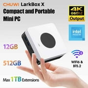 CHUWI LarkBox X Mini PC,512GB SSD 12GB RMA,Intel 12th Gen N100(up to 3.40Ghz),Windows 11 Mini Gaming/Bussiness Desktop Computers,WIFI 6,Hybrid–Cooling System
