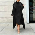 thumbnail image 1 of CHWGFWL Autumn and Winter Dress Jacket Two Piece Loose Belt Long Cardigan Suit(Black,L), 1 of 7