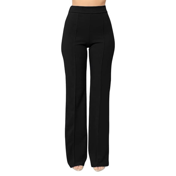 CHWGFWL Beach Pants Women's Straight Leg Casual Pants Workout office Wide Leg High Waisted Trousers Linen Pants Women Summer Wide Leg Dress Pants for Women(Black,XL)
