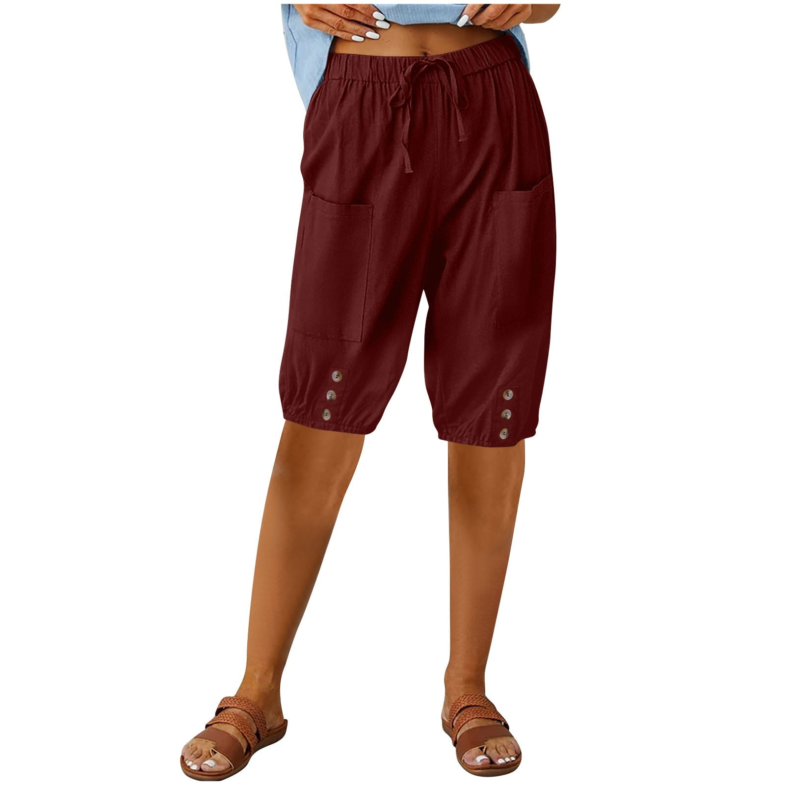 CHWGFWL Best Shorts for Thick Thighs Capris Knee Length Shorts High