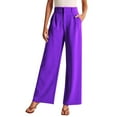 thumbnail image 1 of CHWGFWL Business Casual Pants for Women Women's Trousers Solid Color Thin Pocket High Waist Wide Leg Pants Suit Pants Casual Pants Flowy Pants for Women Womens Pants Dressy Casual (Purple,XXXXXL), 1 of 3