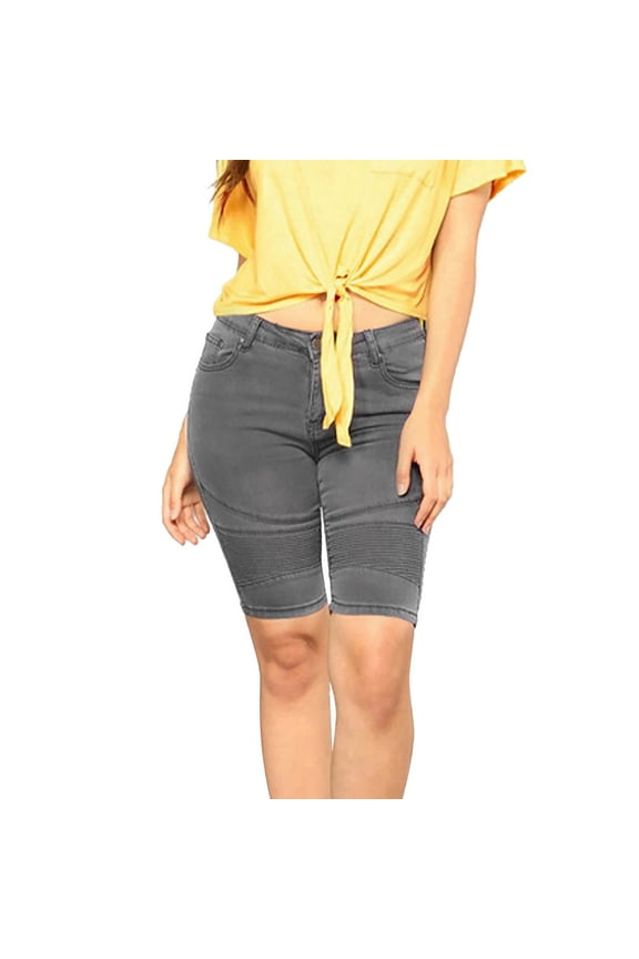 Capri Jeggings for Women Women Casual Stylish Stretchy Blue Denim Shorts Womens Shorts Jean(Gray,S)
