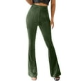 thumbnail image 1 of CHWGFWL Casual Pants for Women Women's Velvet Elastic Waist Flare Leg Palazzo Long Pants Trousers Women's Casual Pants Elastic Waist Pants for Women (Green2 ,XL), 1 of 6