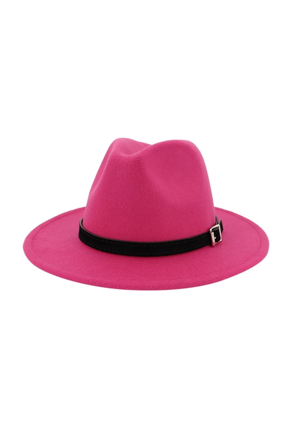 Fedora Hats for Men Beach Hats for Men Men & Women Vintage Wide Hat With Belt Buckle Adjustable Outbacks Hats Beach Hats for Men Cowboy Hats for Women(Hot Pink,One Size)