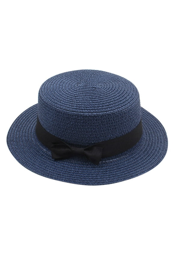 Fedora Hats for Men Mens Hats for Summer Ladies Women's Summer Solid Hat Top Sun Visor Sun Straw Beach Hat Mens Hats for Summer Cowboy Hat Men Western(Navy Blue,One Size)