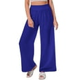 thumbnail image 1 of CHWGFWL High Waisted Dress Pants for Women Women's Spring/Summer Solid Color Washed Wrinkle Plus Large Elastic Waist Casual Pants Sports Pants Womens Trousers High Waisted (Blue2,XXL), 1 of 6