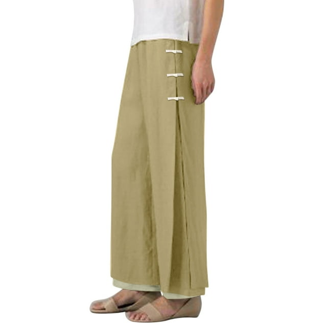 CHWGFWL High Waisted Pants for Women Women's Buckle Wide Leg Capri