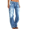 thumbnail image 1 of CHWGFWL Ladies Capris With Pockets Straight Leg Jeans for Women Ripped Hem Low Waisted Jeans for Women Black Shorts(Blue,XXXXXL), 1 of 6